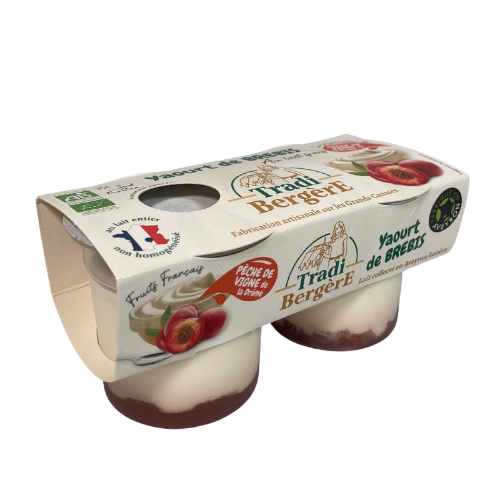 Yaourt au lait de brebis bio Peche de vigne x2 - Tradi-Bergere