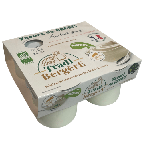 Yaourts au lait de brebis bio Nature x4 - Tradi-Bergere