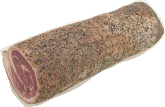 Poitrine decouennee, salee, poivree et roulee a la Languedocienne