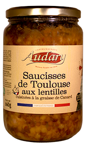 SAUCISSES DE TOULOUSE AUX LENTILLES