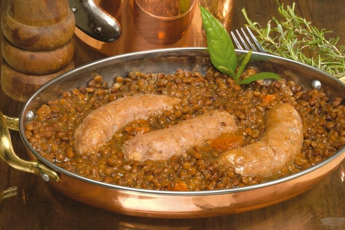SAUCISSES DE TOULOUSE AUX LENTILLES