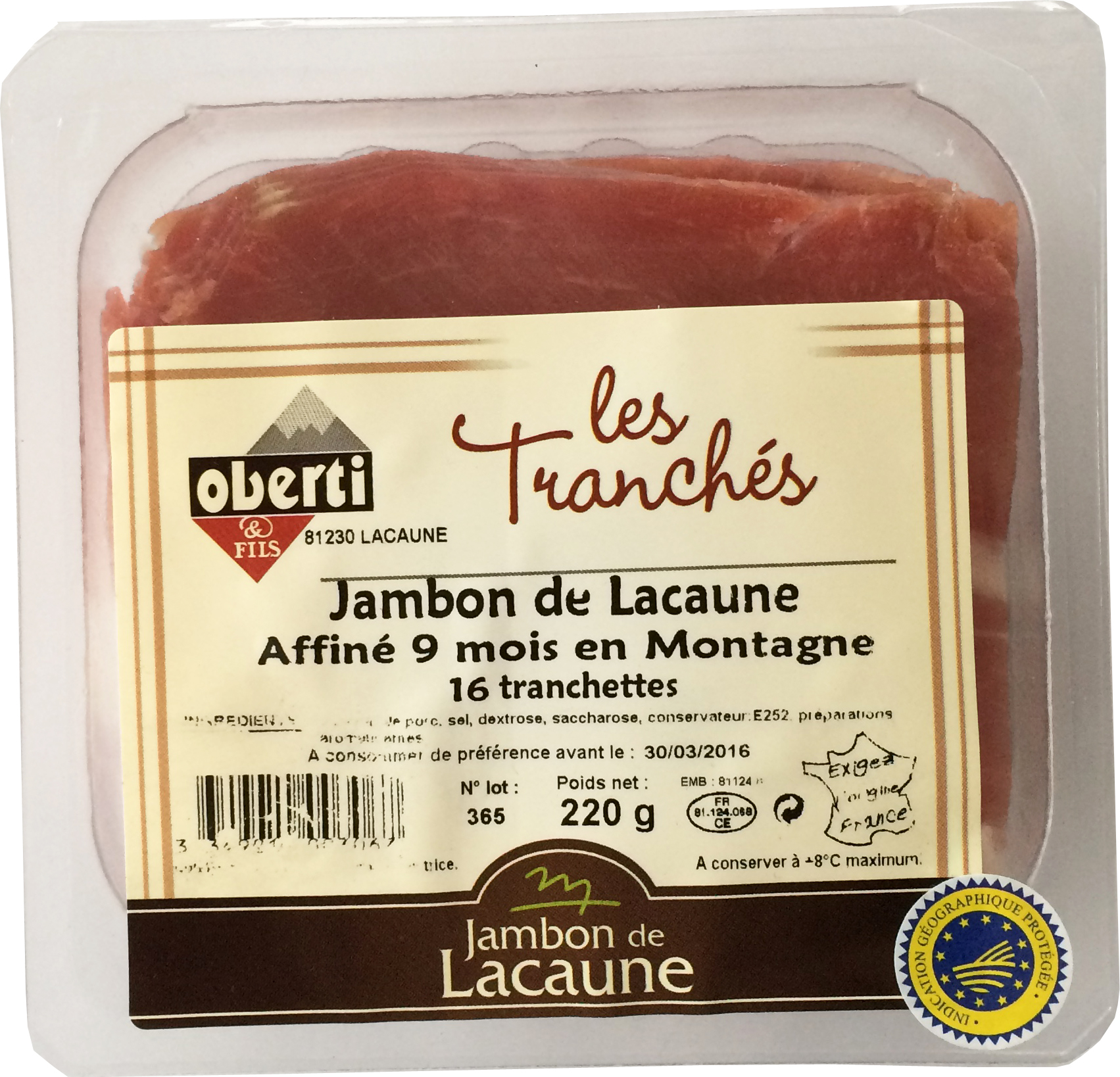 Tranchettes .jambon de Lacaune 220g IGP