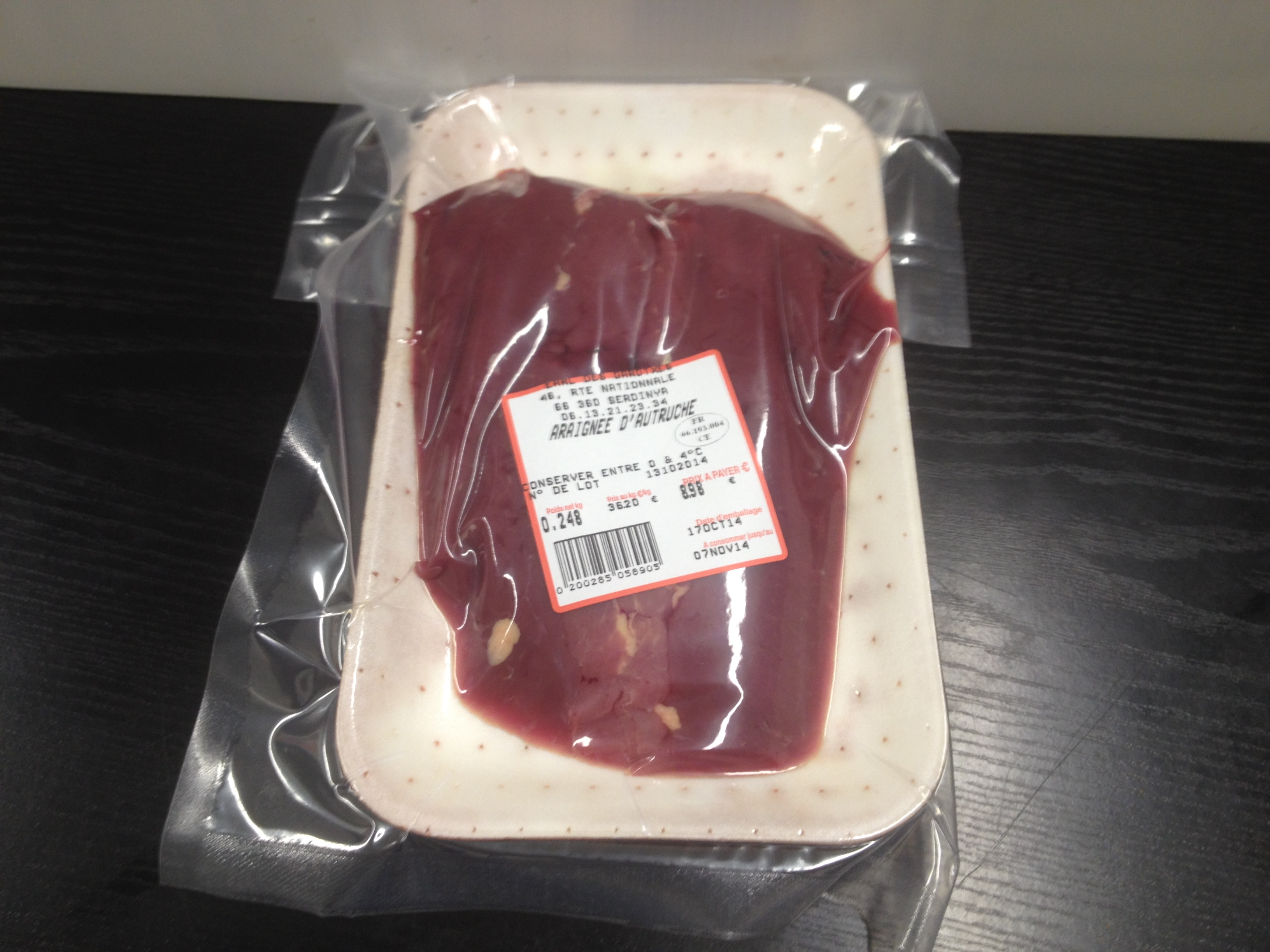 Viande fraiche d'autruche