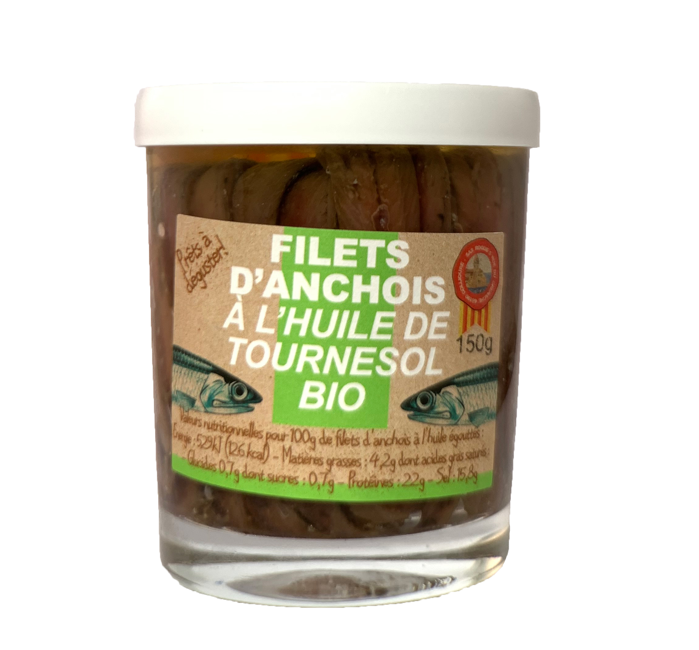 FILETS D'ANCHOIS A L'HUILE DE TOURNESOL  BIO