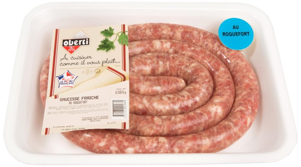 Saucisse fraiche au roquefort VPF 600g