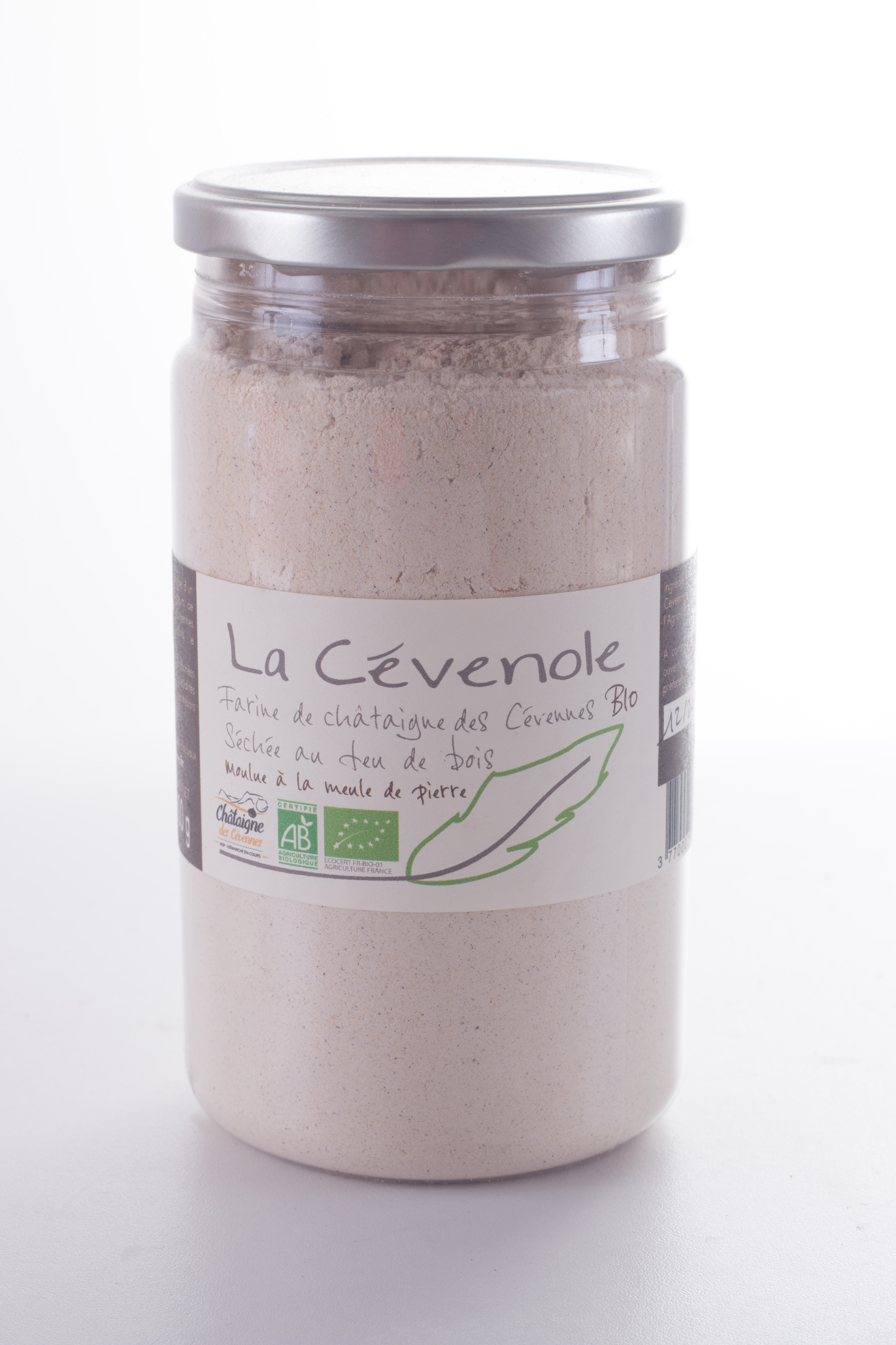 Farine de châtaigne a la meule de pierre nature et fumée