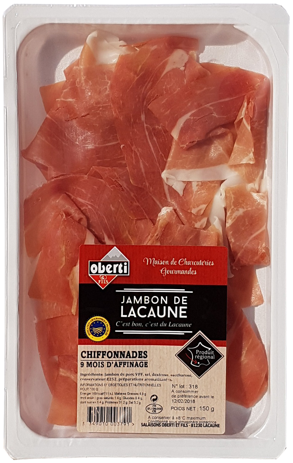 Chiffonnades de Jambon de Lacaune IGP 150g