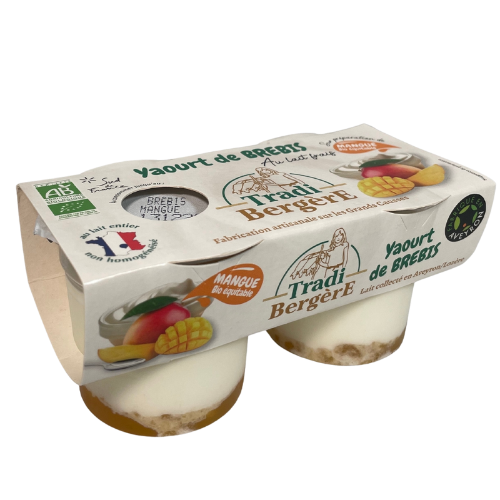 Yaourts au lait de brebis bio Mangue equitable x2 - Tradi-Bergere