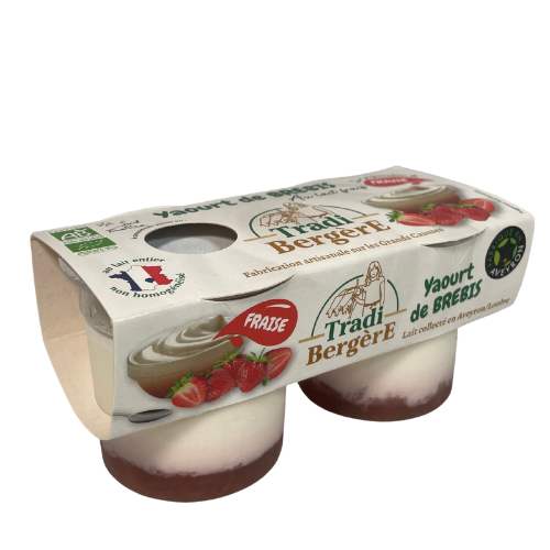 Yaourt au lait de brebis bio Fraises x2 - Tradi-Bergere