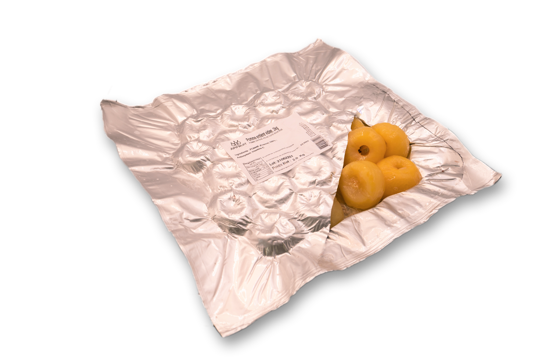 Pomme HVE entiere videe cuite sous vide, 2kg Sachet Alu