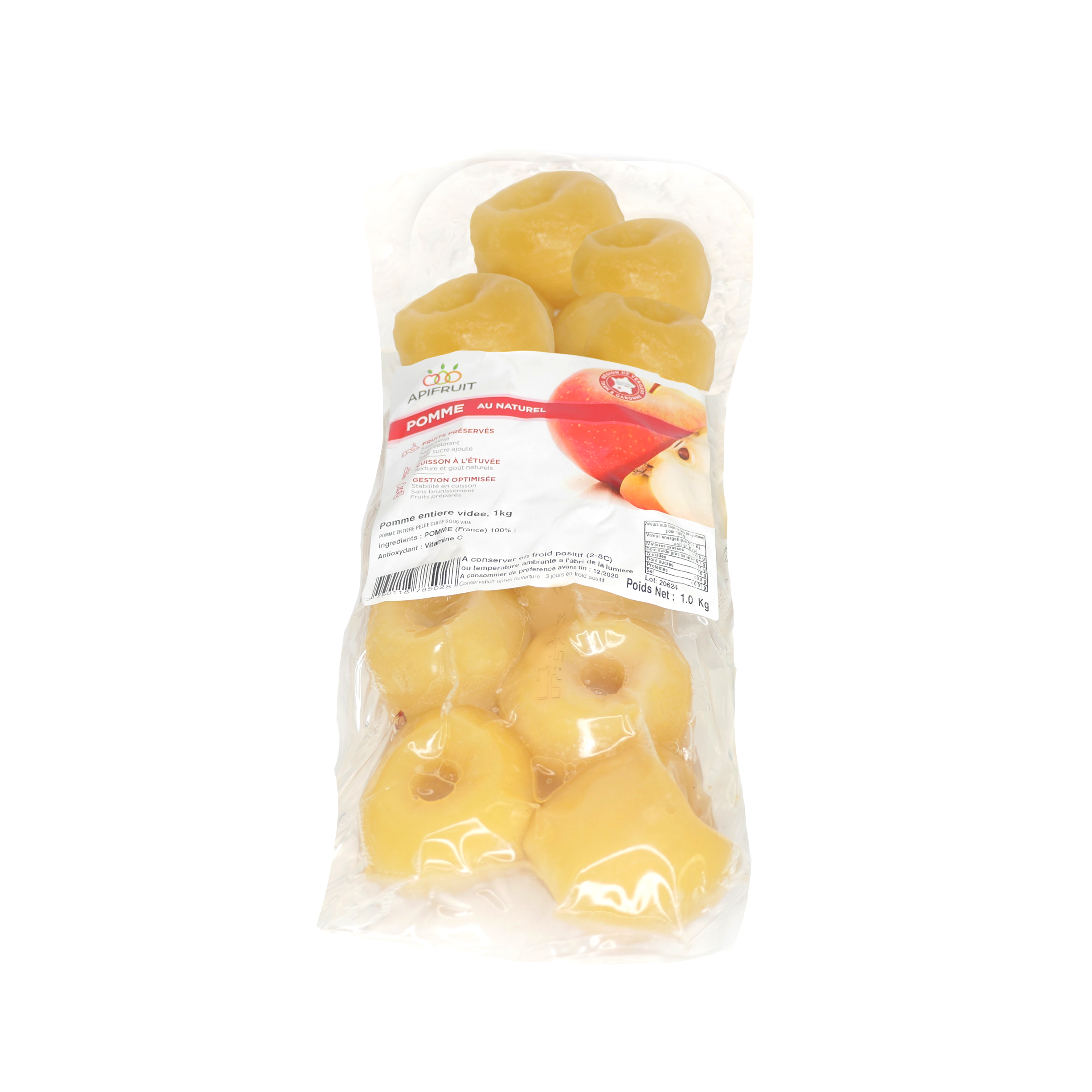 Pomme HVE type golden entiere cuite sous vide, 1kg