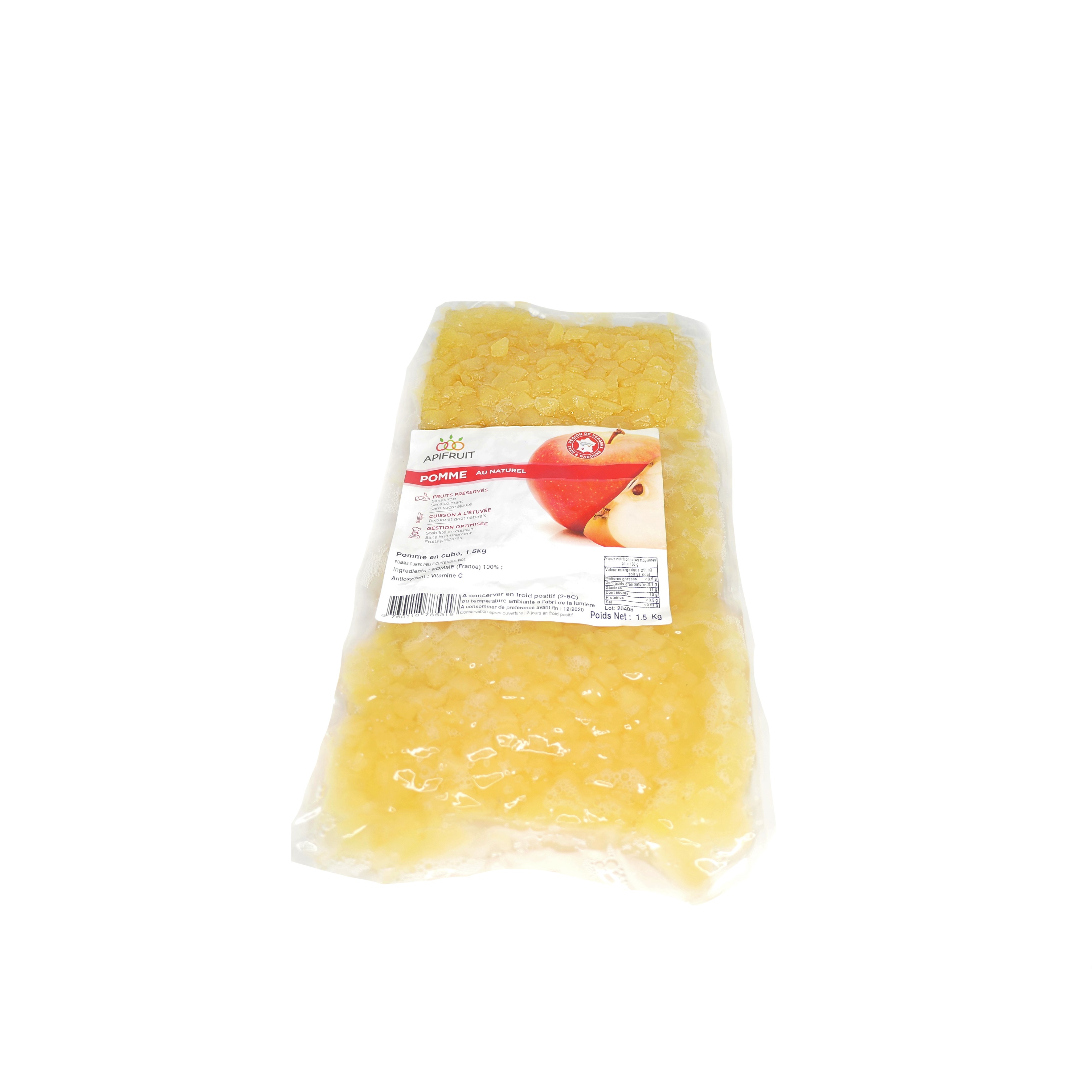 Pomme HVE en cube cuite sous vide, 1.5kg