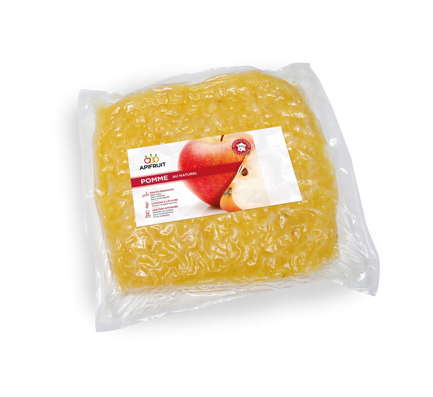 Pomme HVE en cube cuite sous vide, 3kg sachet plastique