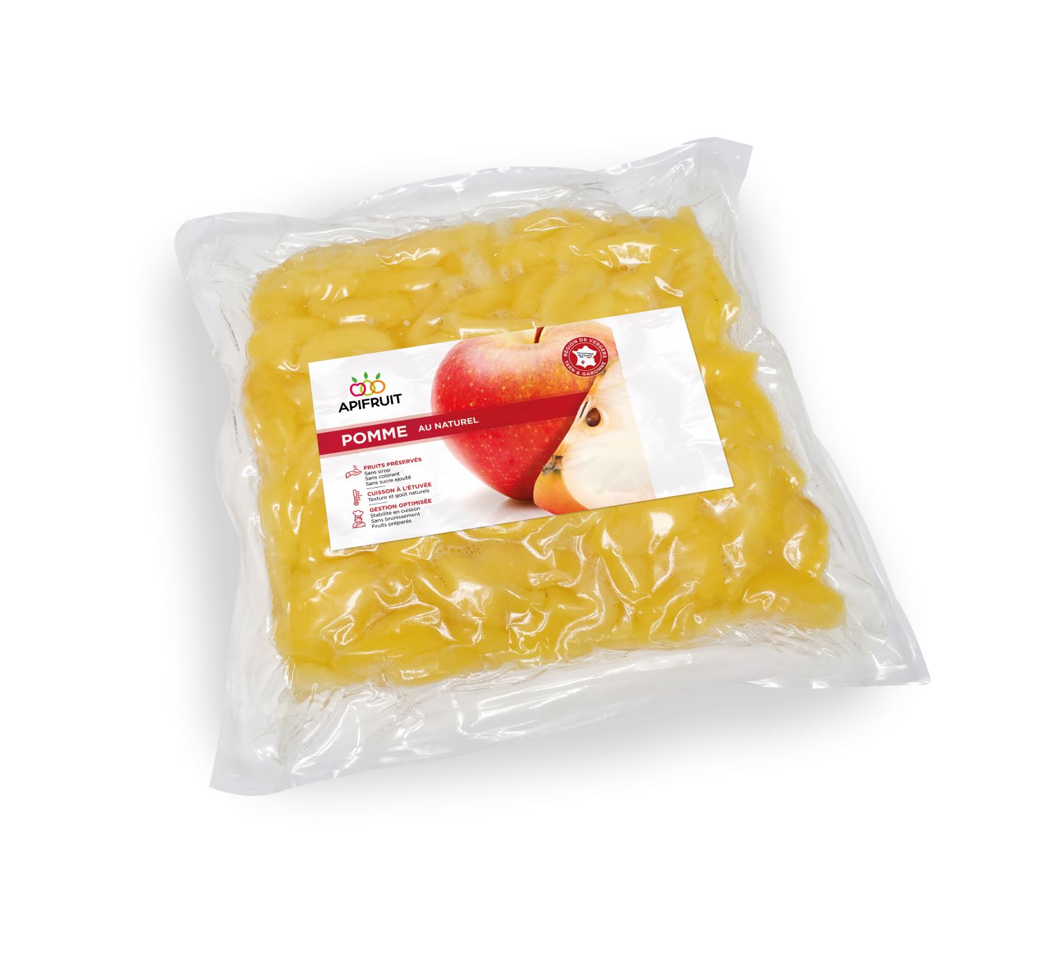 Pomme HVE en quartiers cuite sous vide, 3kg, sachet plastique