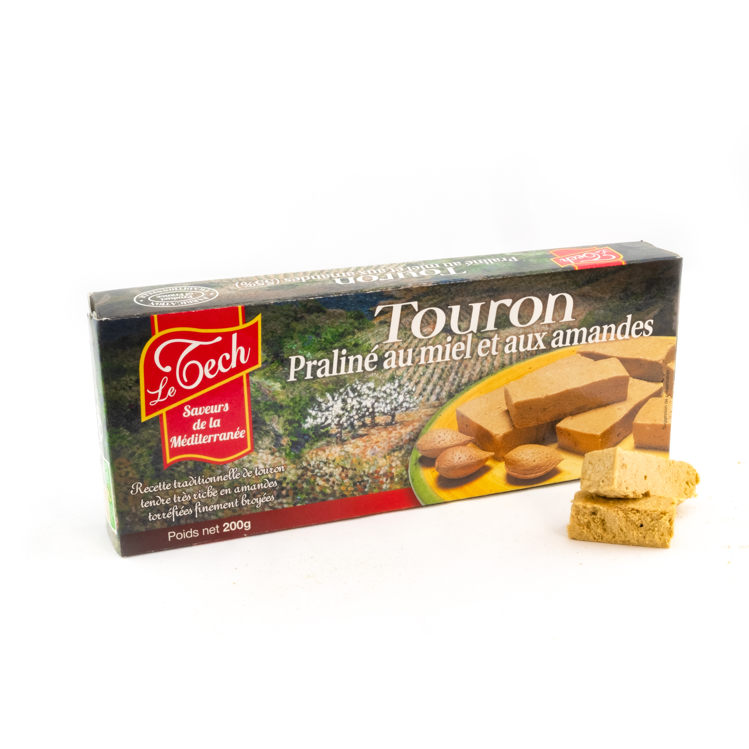 Touron praliné au miel et aux amandes