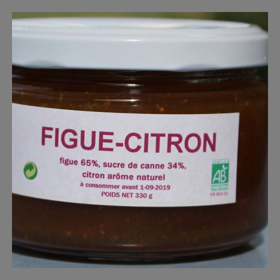 Confiture Figue Bergamote, Figue Chocolat, Figue Citron, Figue Epices  ''BIO''