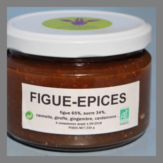Confiture Figue Bergamote, Figue Chocolat, Figue Citron, Figue Epices  ''BIO''