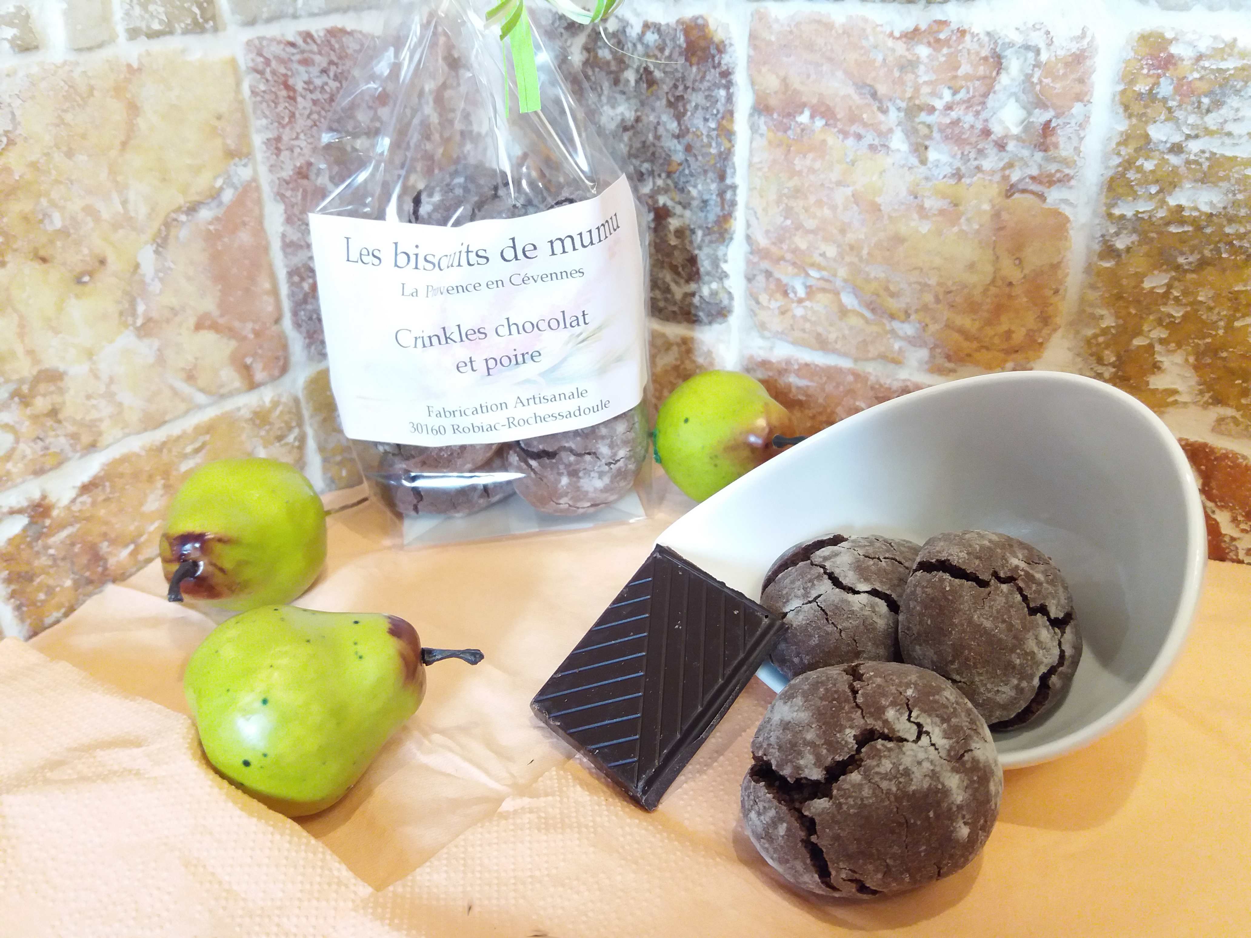 Crinkles au chocolat et poire