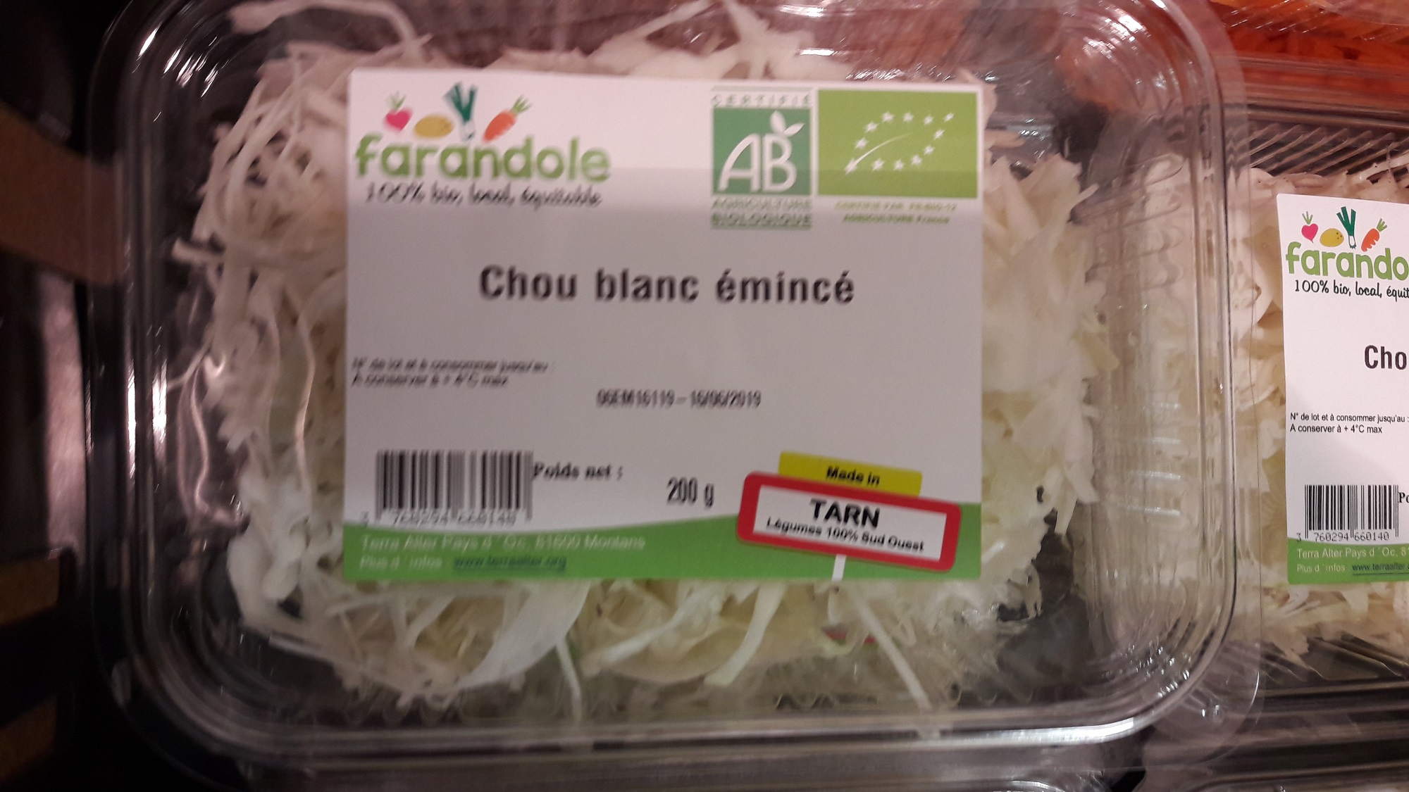 Chou blanc emince