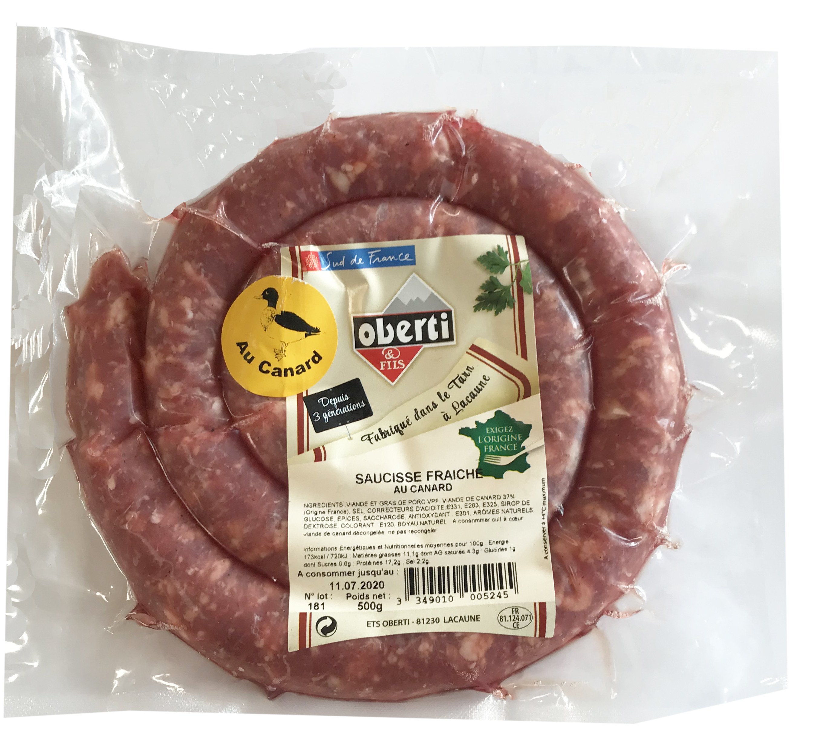 SAUCISSE FRAICHE DE CANARD