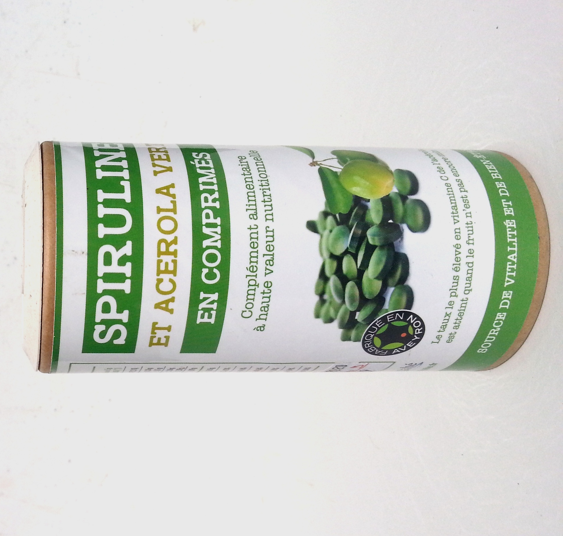 Spiruline et acerola vert bio boite de 180 comprimes