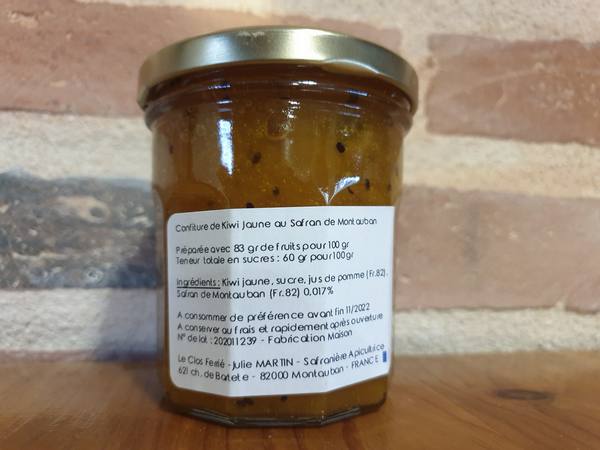 Confiture de Kiwi Jaune au Safran de Montauban - 245gr