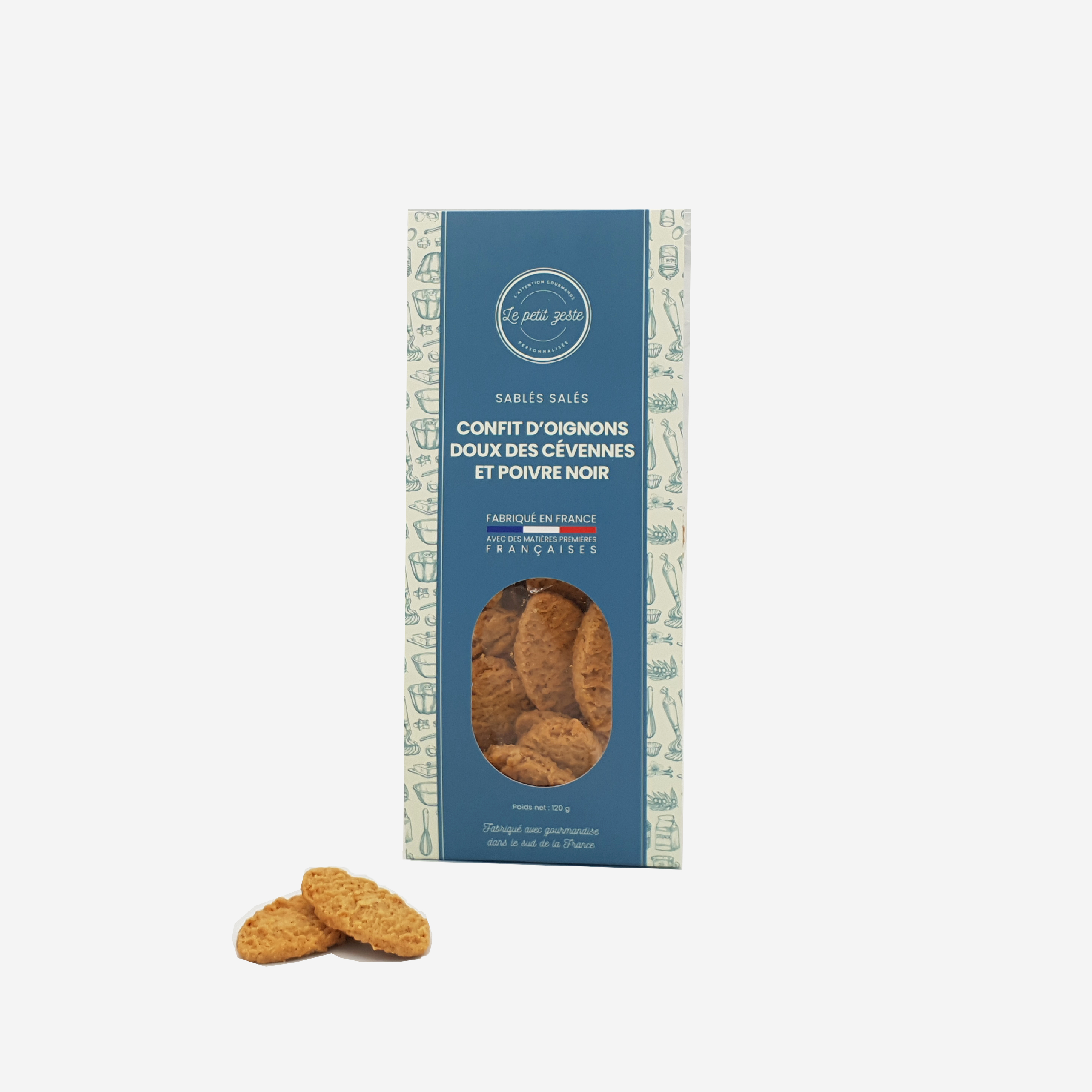 Sables sales au Confit d'oignons doux des Cevennes et poivre noir