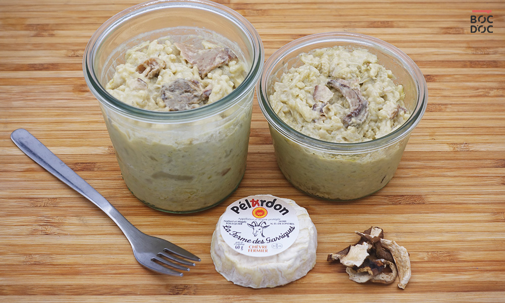 Risotto pelardon cepes