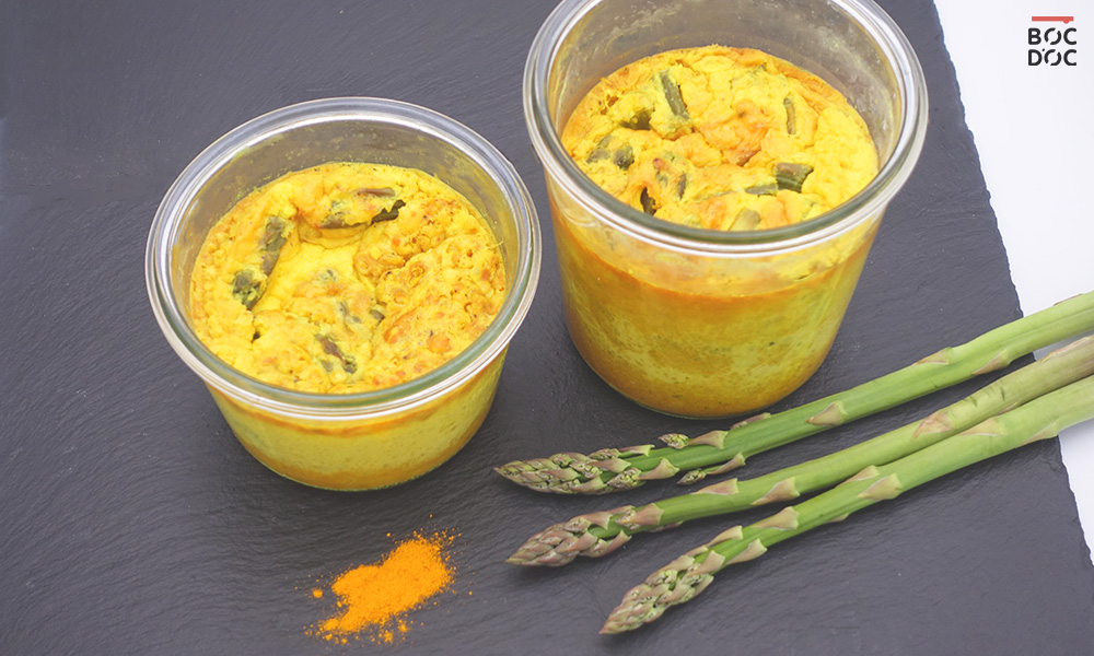 Flan aux asperges curcuma