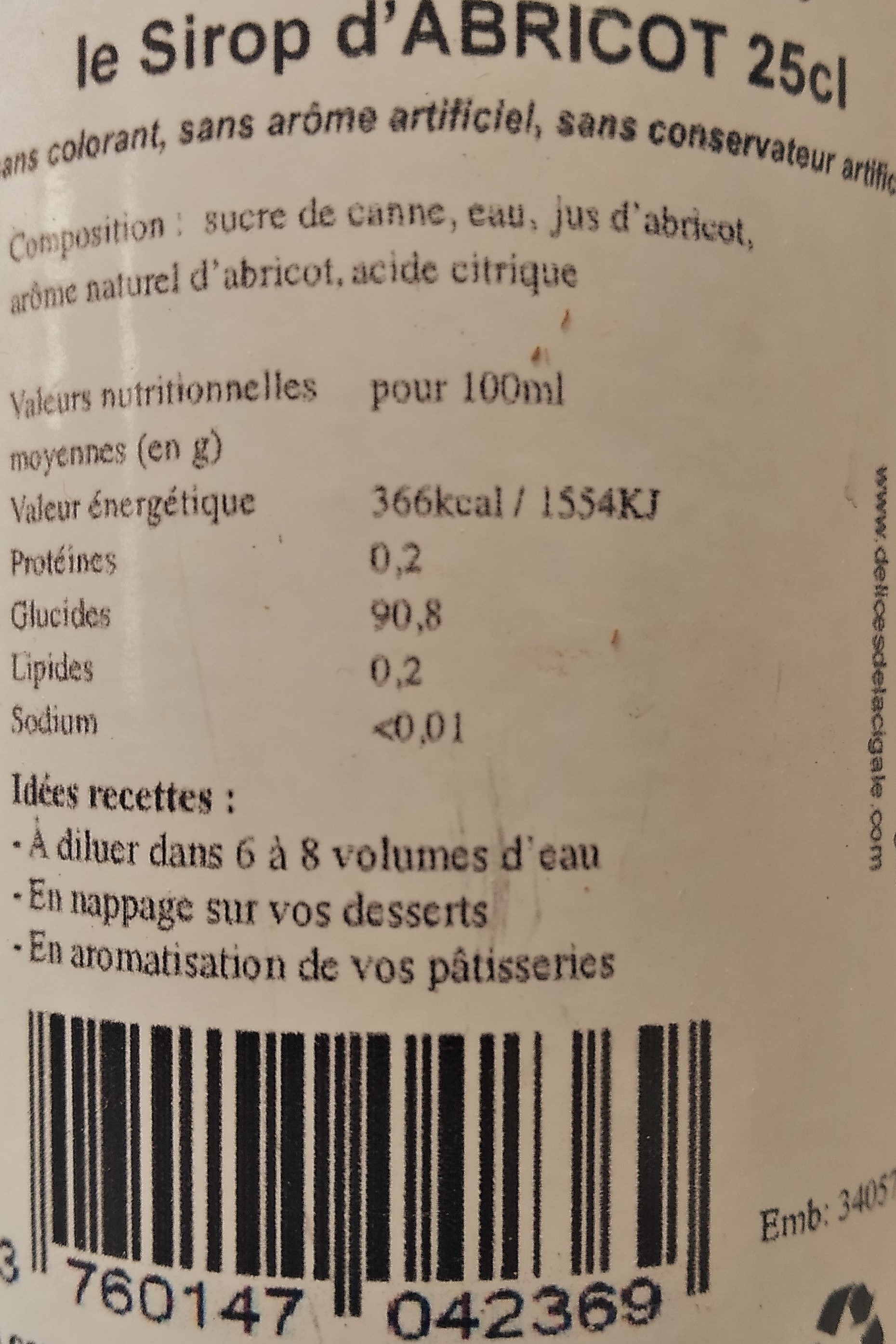 Sirop artisanal d Abricot