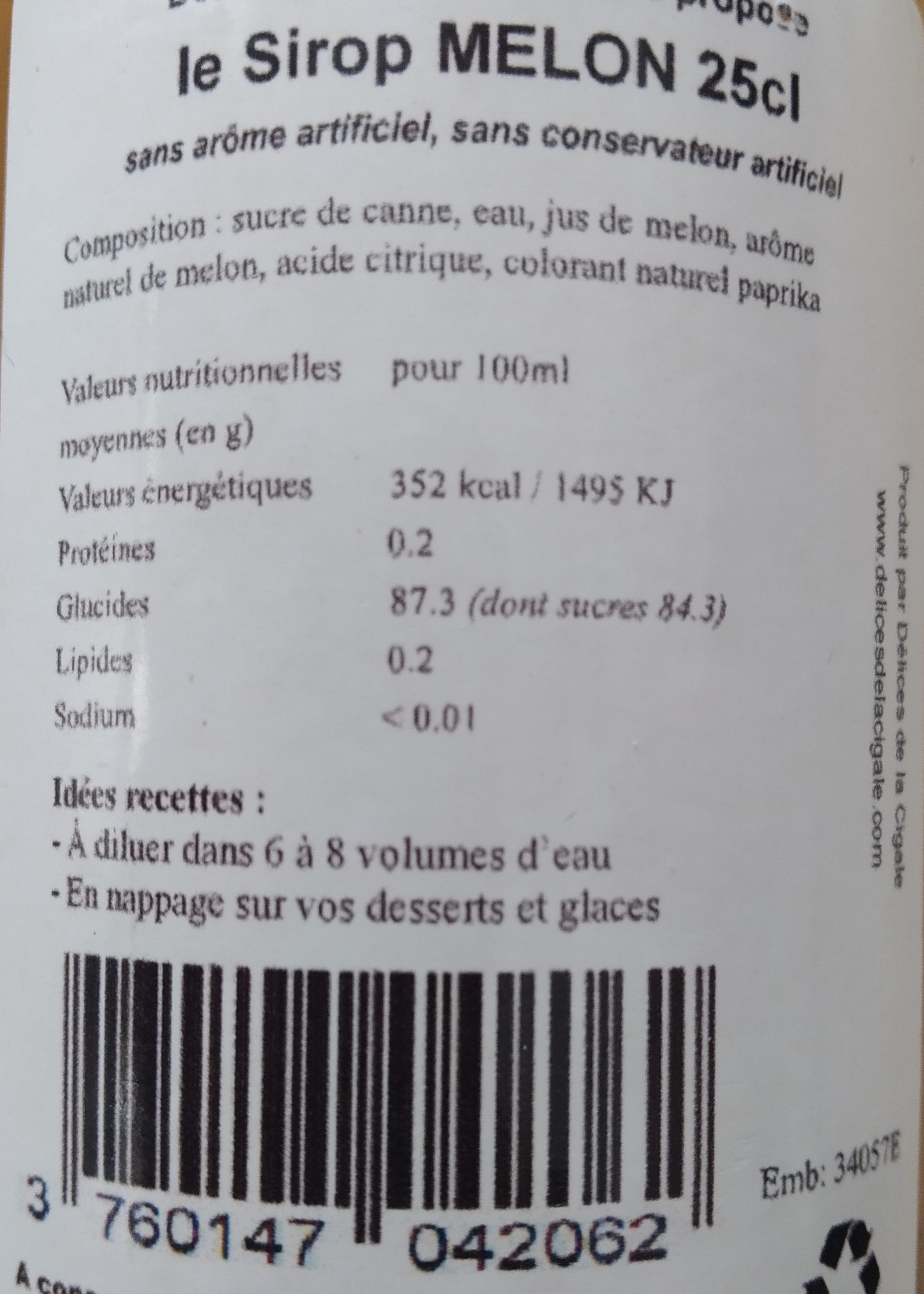 Sirop artisanal de Melon