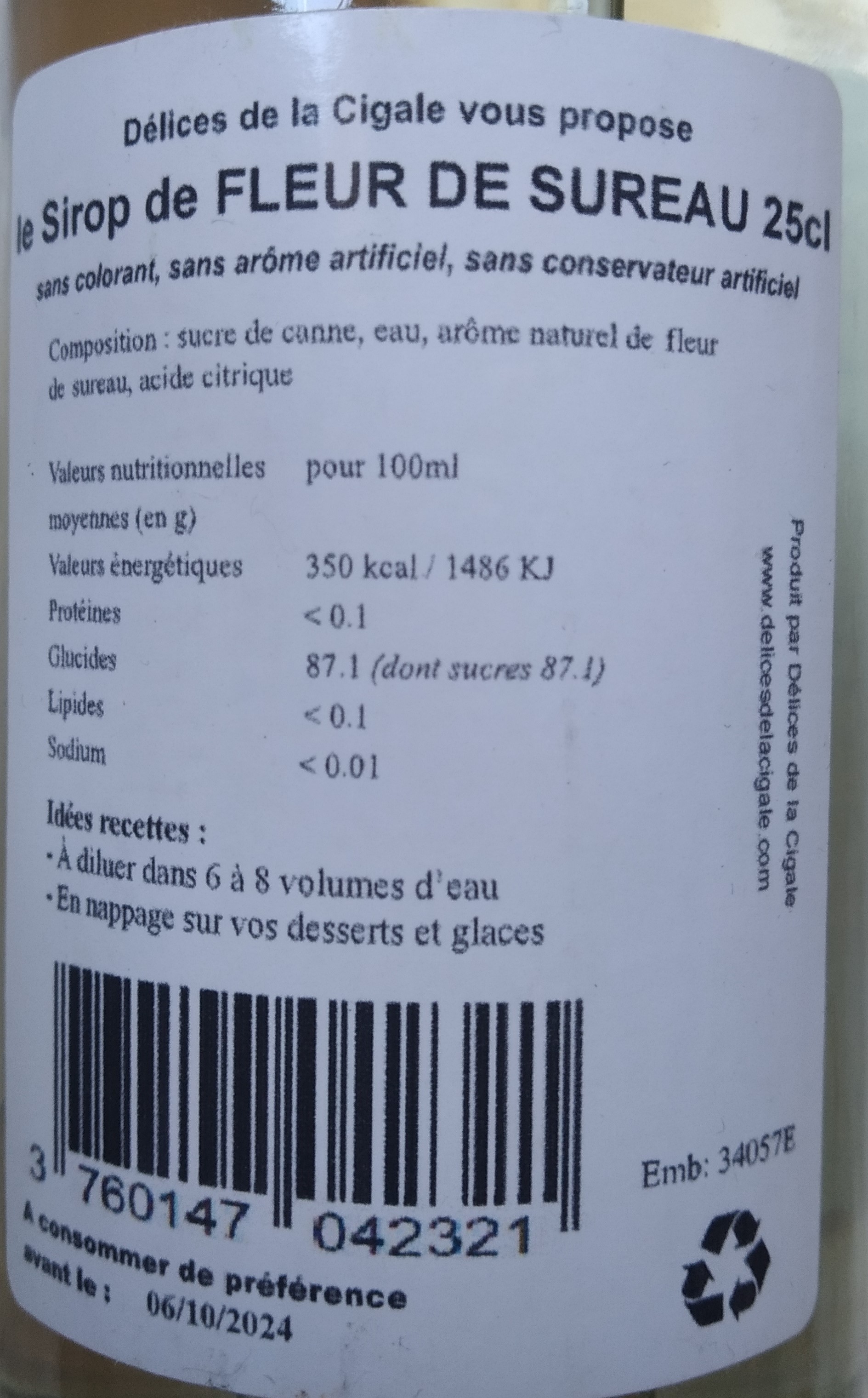 Sirop artisanal de Fleur de Sureau