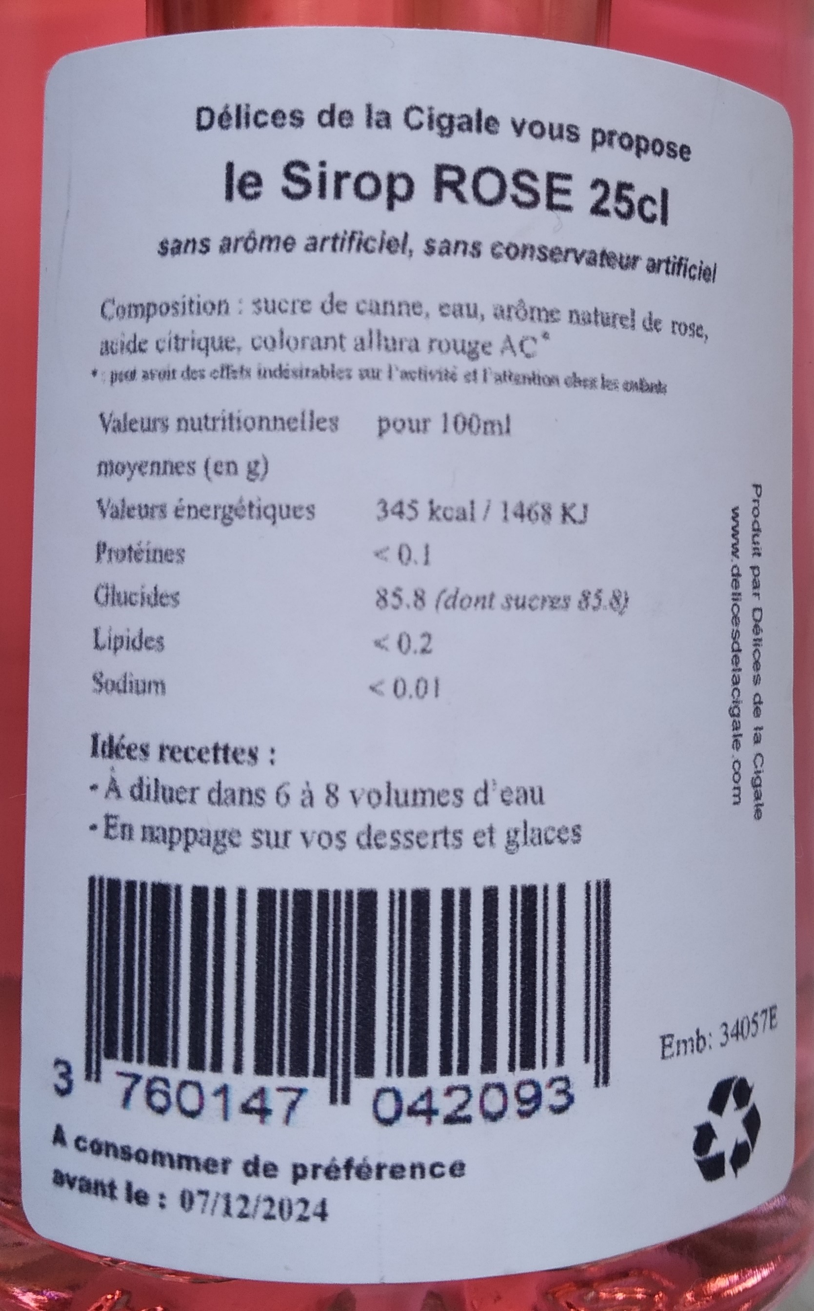 Sirop artisanal de Rose