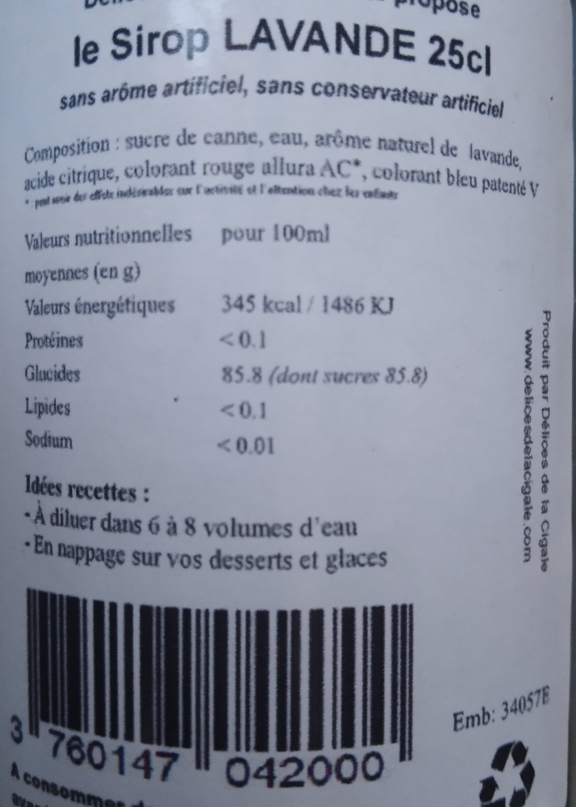 Sirop artisanal de Lavande