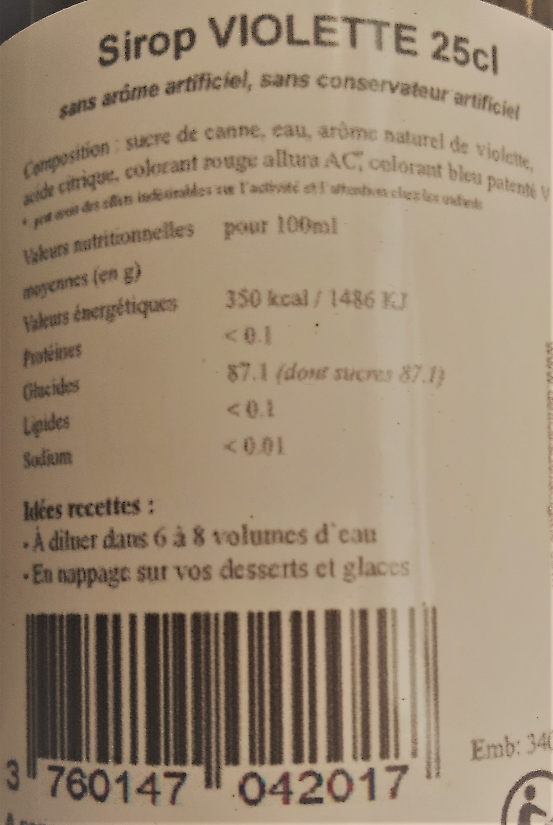 Sirop artisanal de Violette