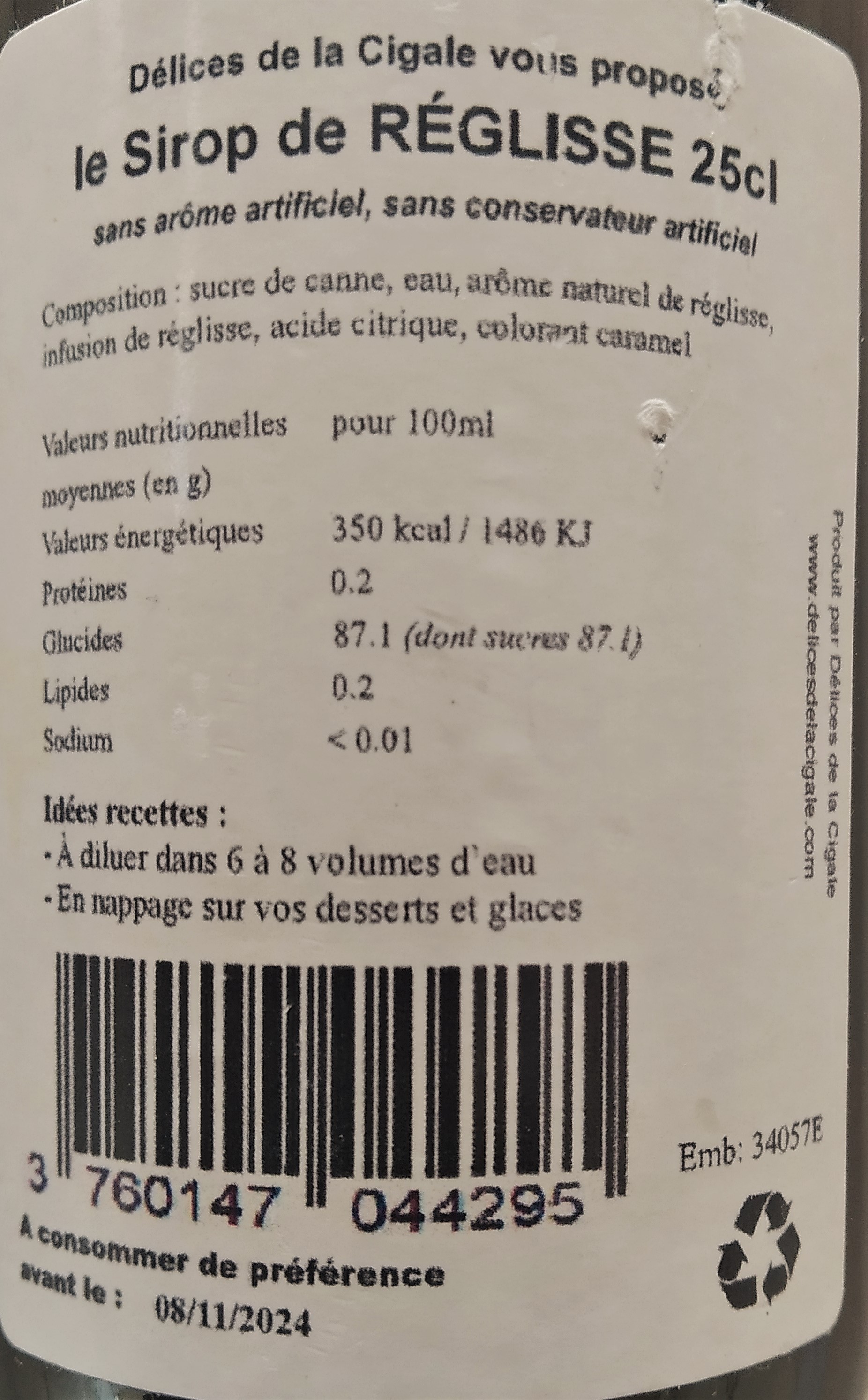 Sirop artisanal de Reglisse