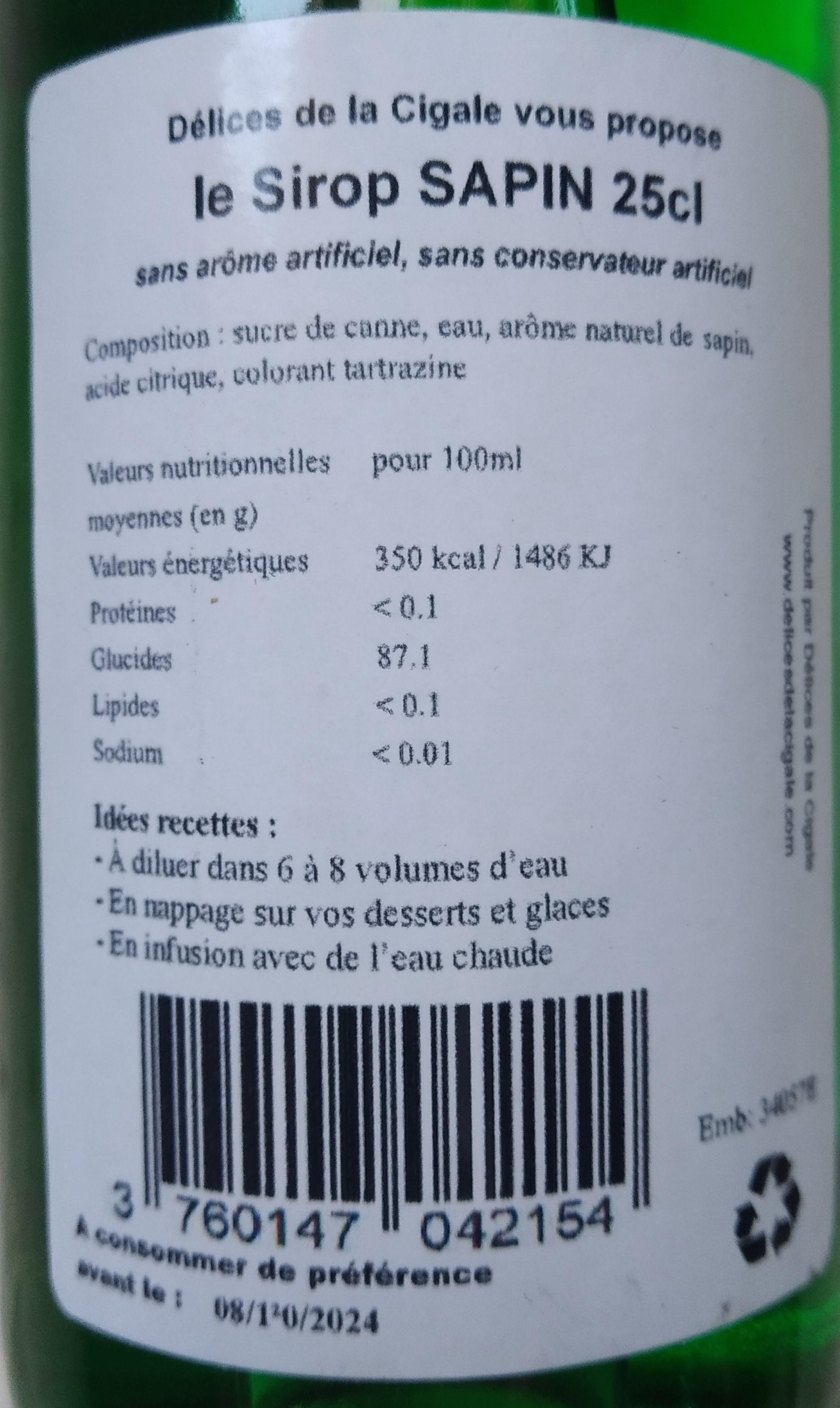 Sirop artisanal de Sapin
