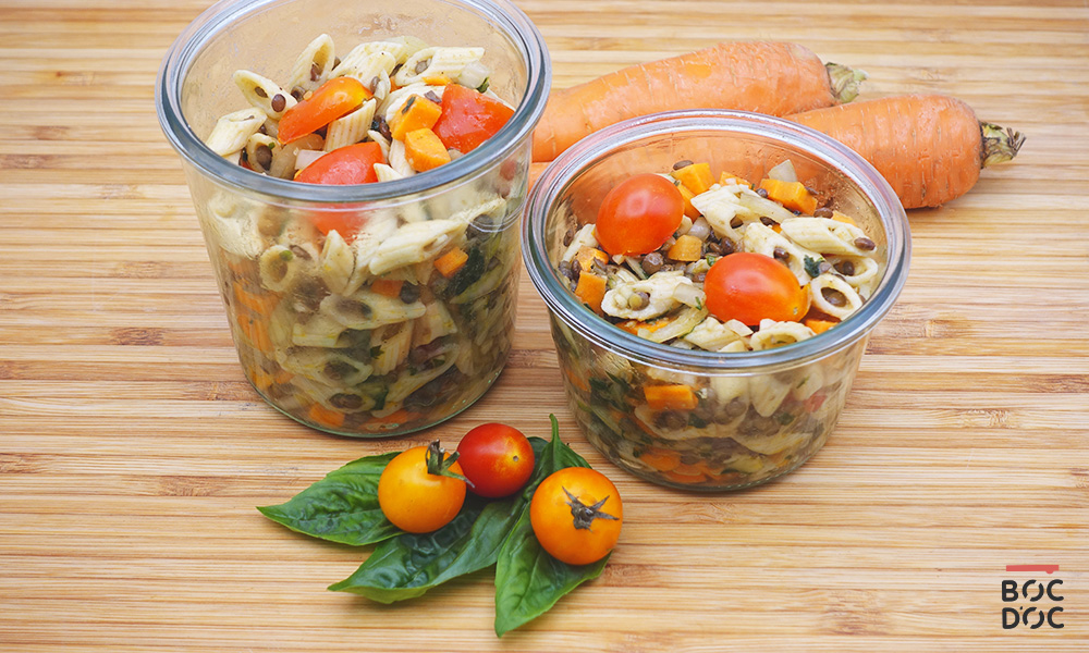 Salade de pates lentilles crudites