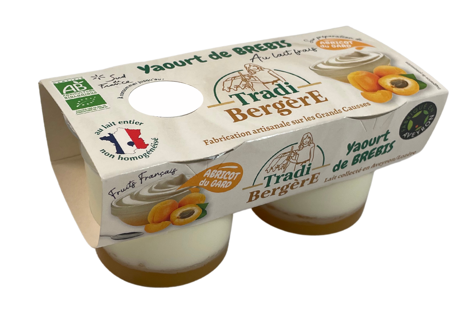 Yaourt au lait de brebis bio Abricot du Gard - Tradi-Bergere