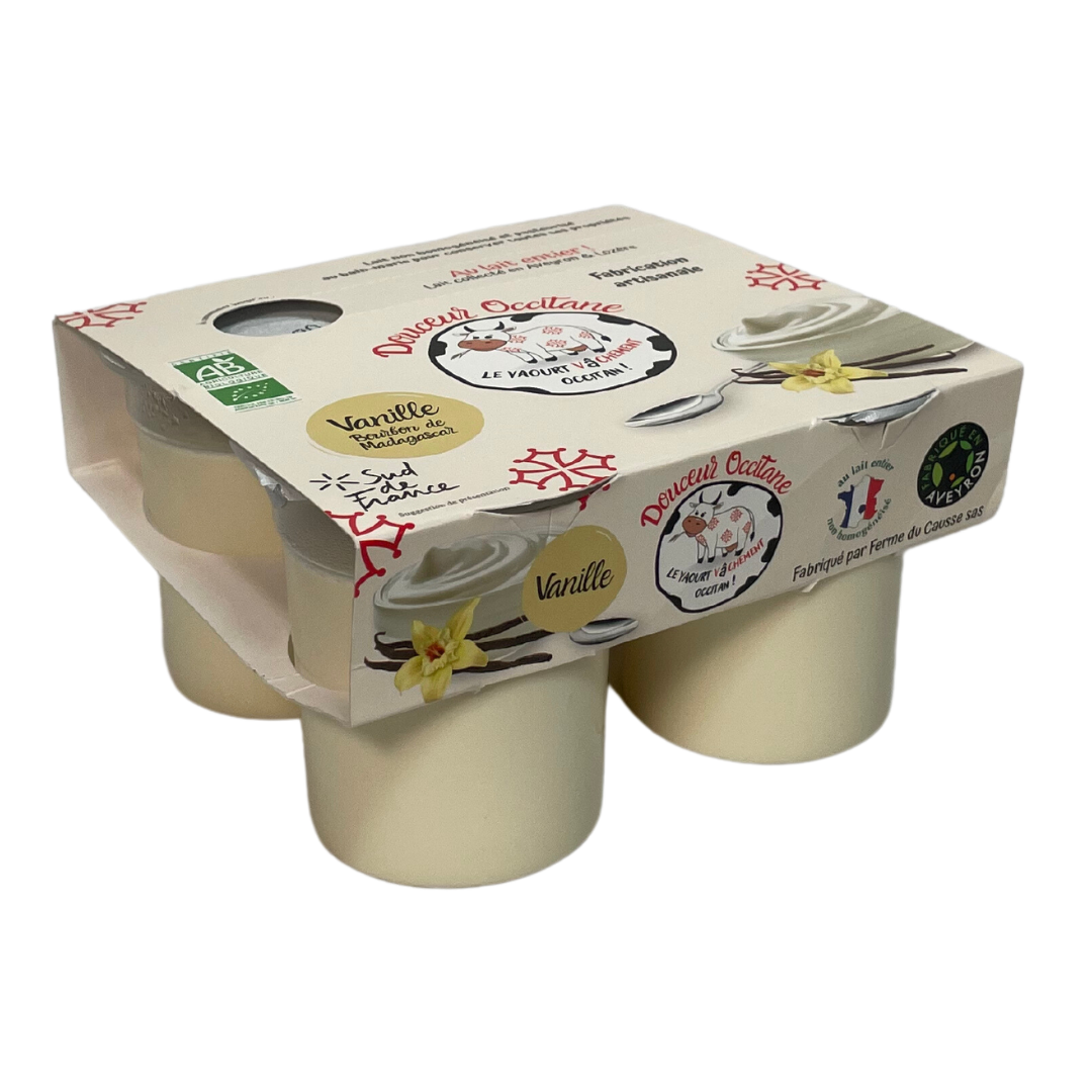 Yaourt au lait de vache bio Vanille x4 - Douceur Occitane