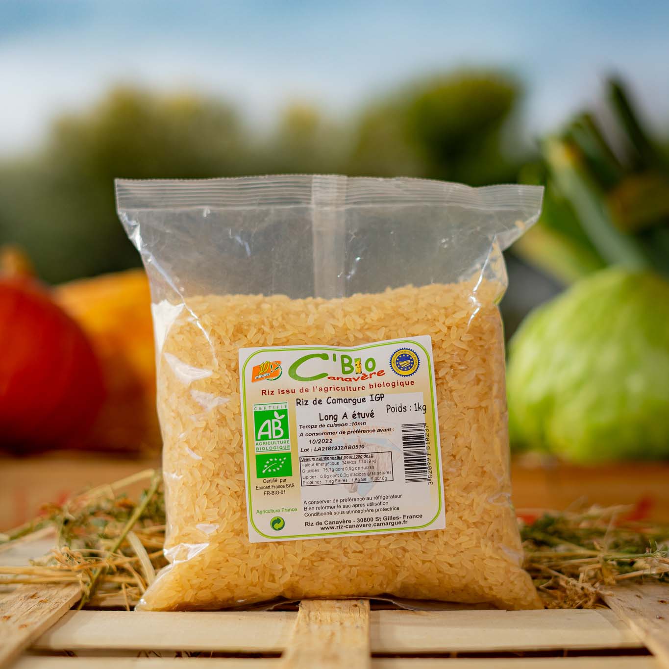 SAC 1 KG RIZ DE CAMARGUE IGP BIO LONG ETUVE CUISSON 10 MIN