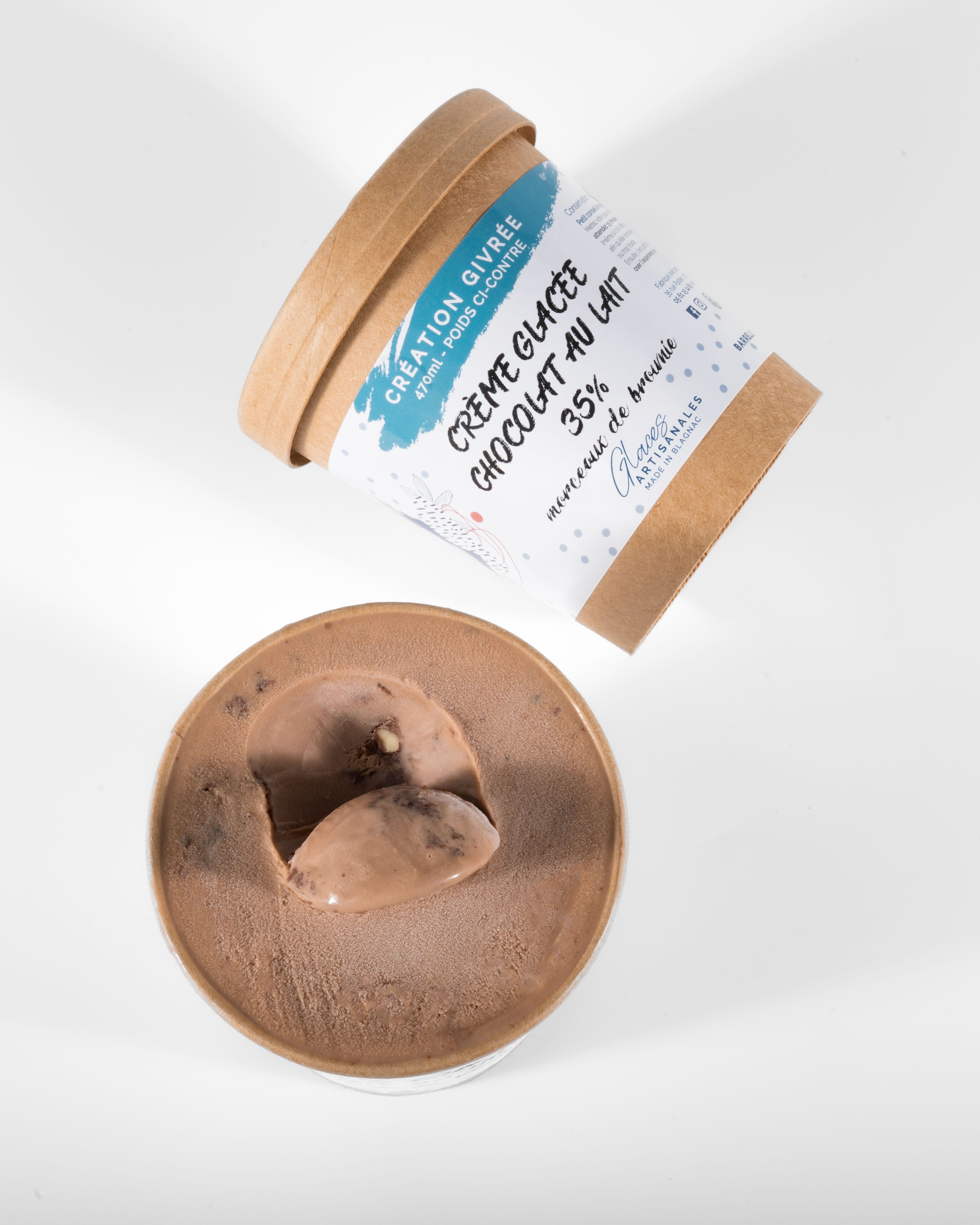 Creme glacee Chocolat au lait - Morceaux de brownie