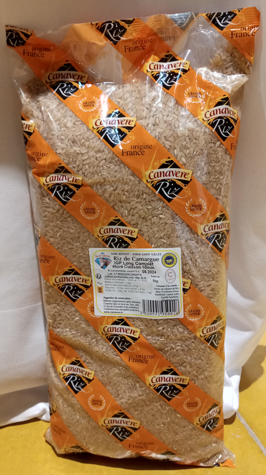 SAC 5 KG RIZ DE CAMARGUE IGP LONG COMPLET ETUVE CUISSON 10 MIN