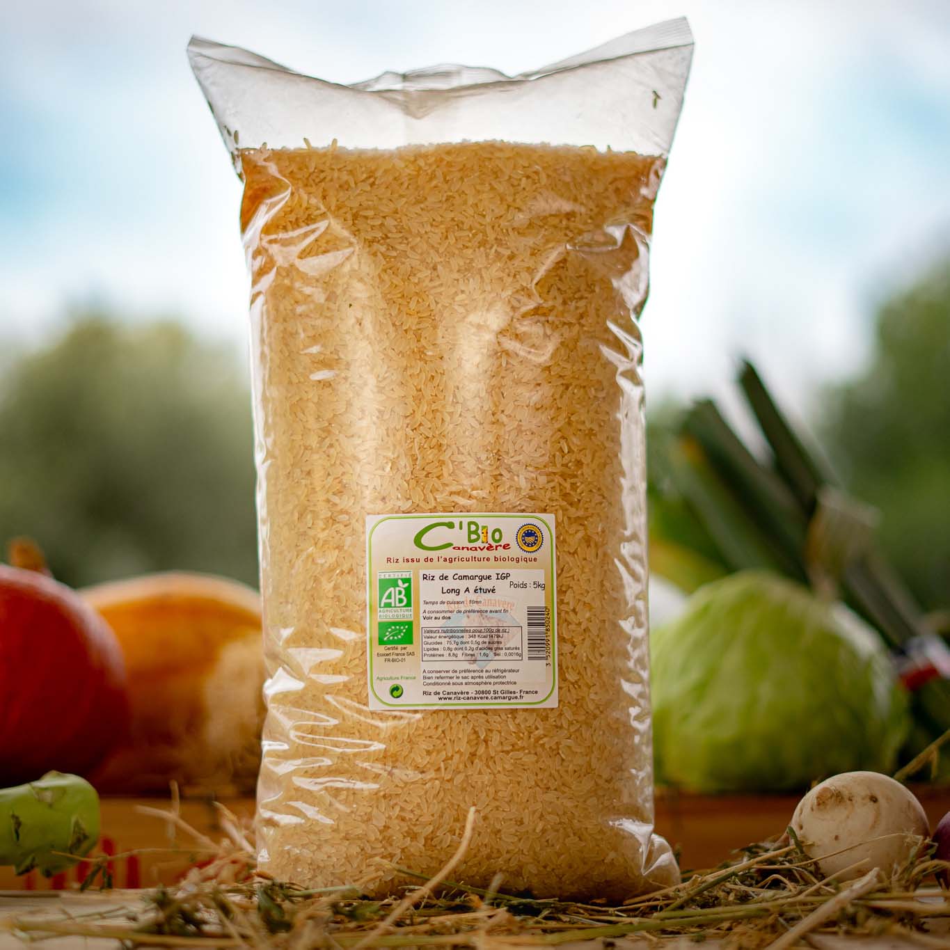 SAC 5 KG RIZ DE CAMARGUE IGP BIO LONG ETUVE CUISSON 10 MIN