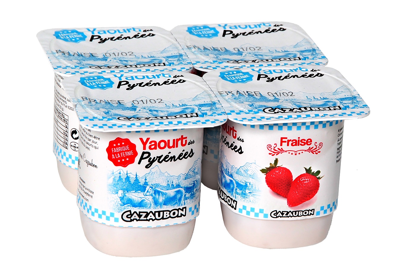 Yaourts des Pyrenees Fraise Cazaubon