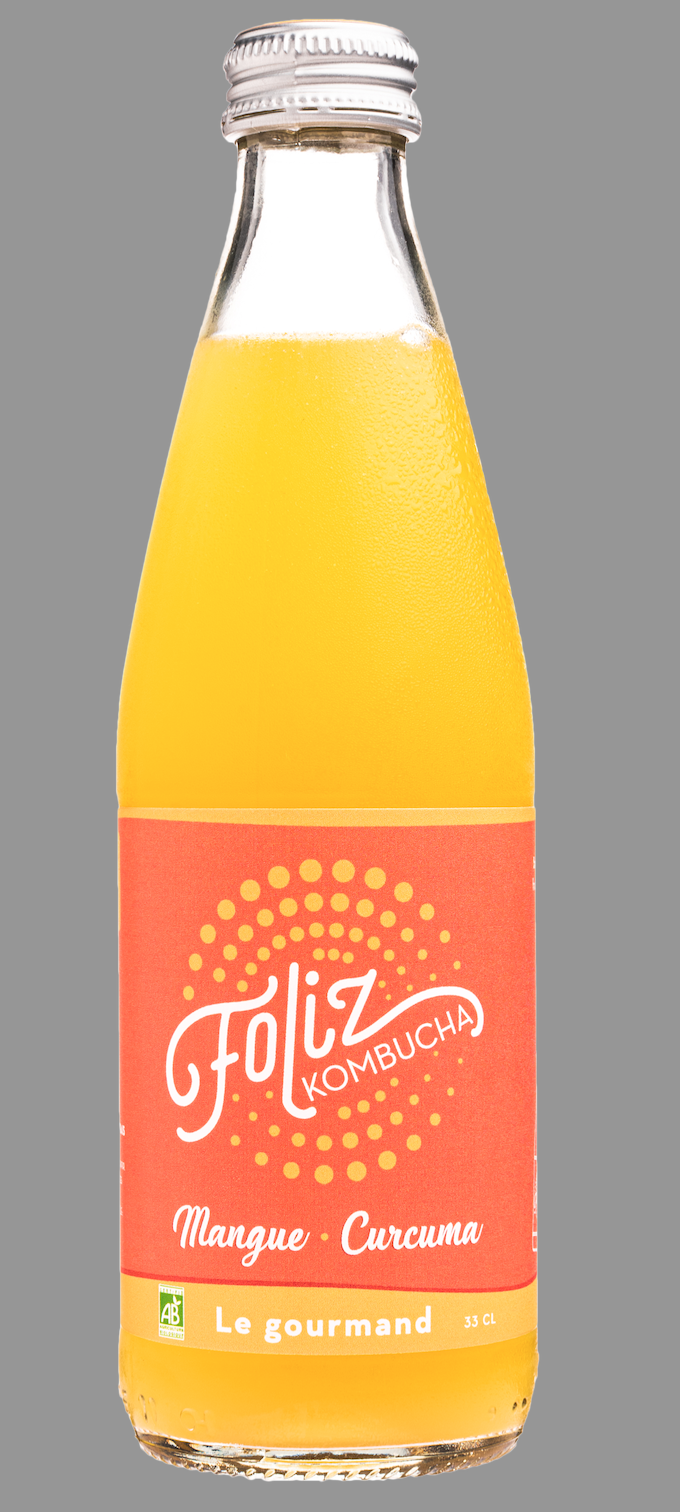 Kombucha FOLIZ Le gourmand mangue curcuma