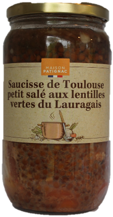 Saucisse de Toulouse et lentilles vertes du Lauragais