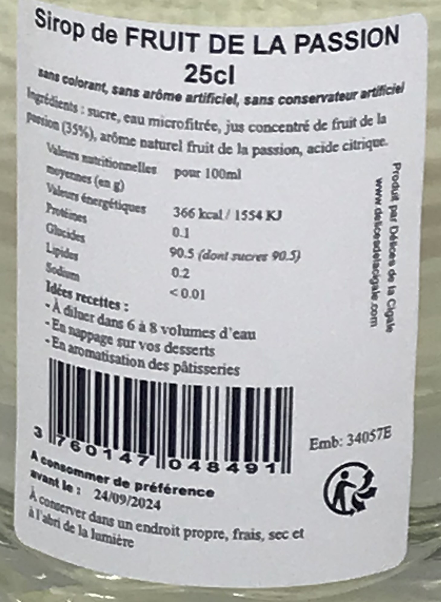 Sirop artisanal de Fruits de la Passion