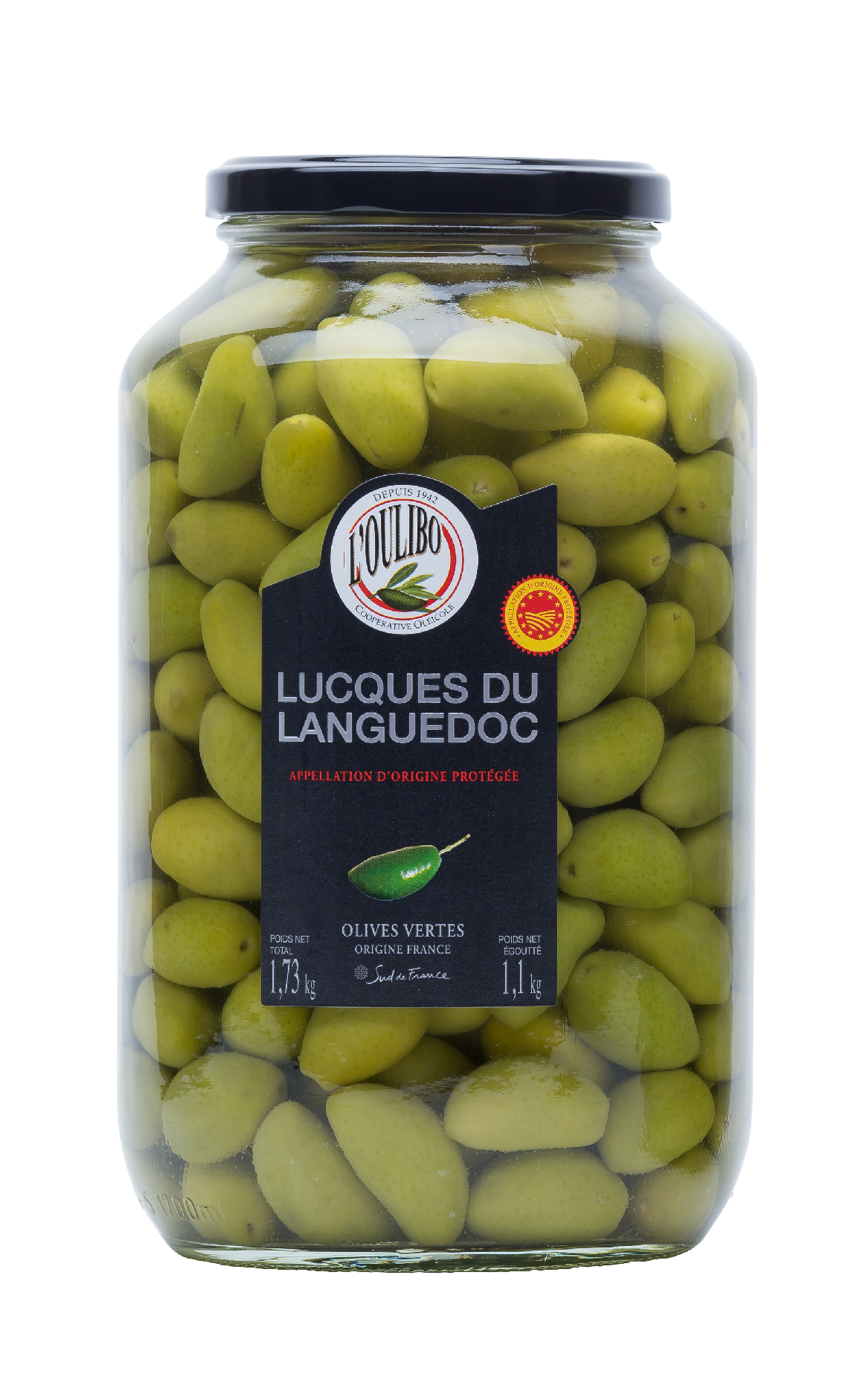 Olives vertes AOP Lucques du Languedoc fraiches