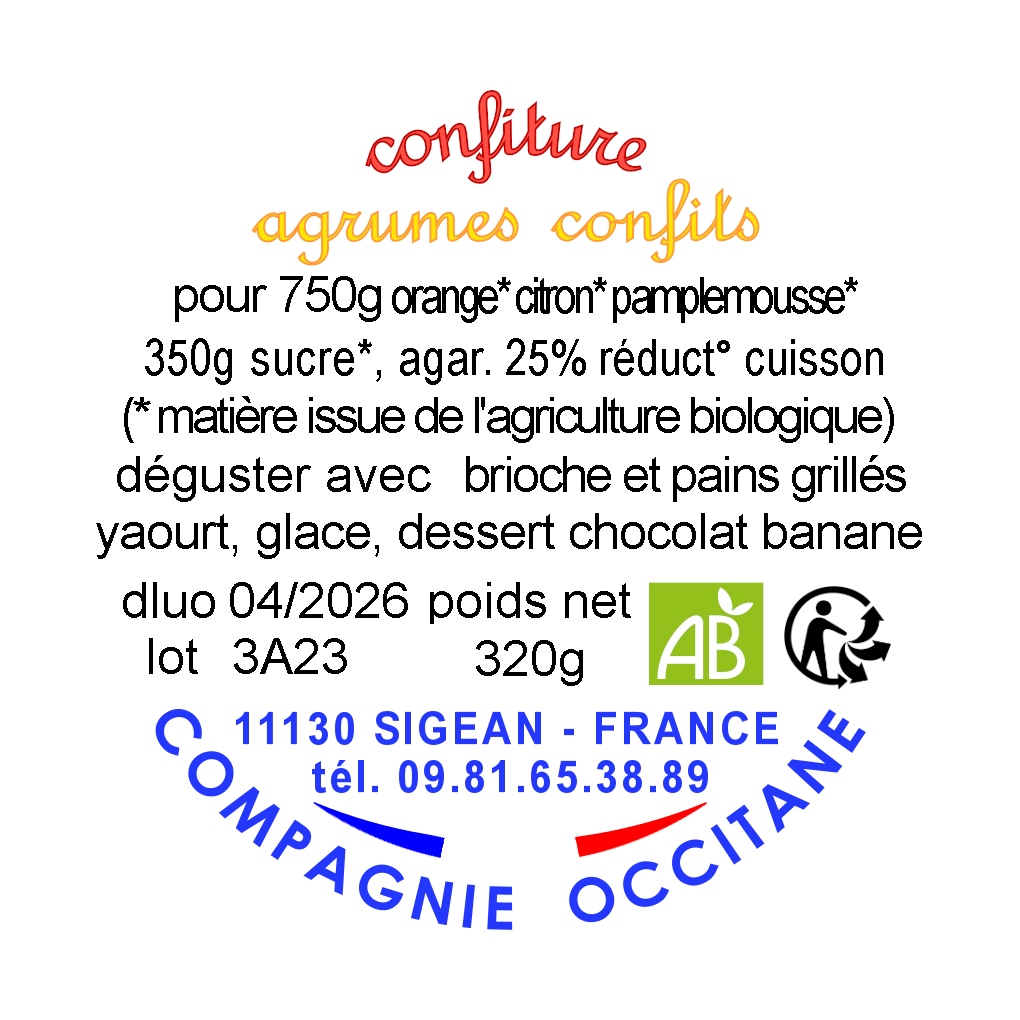 Confiture 55% agrumes